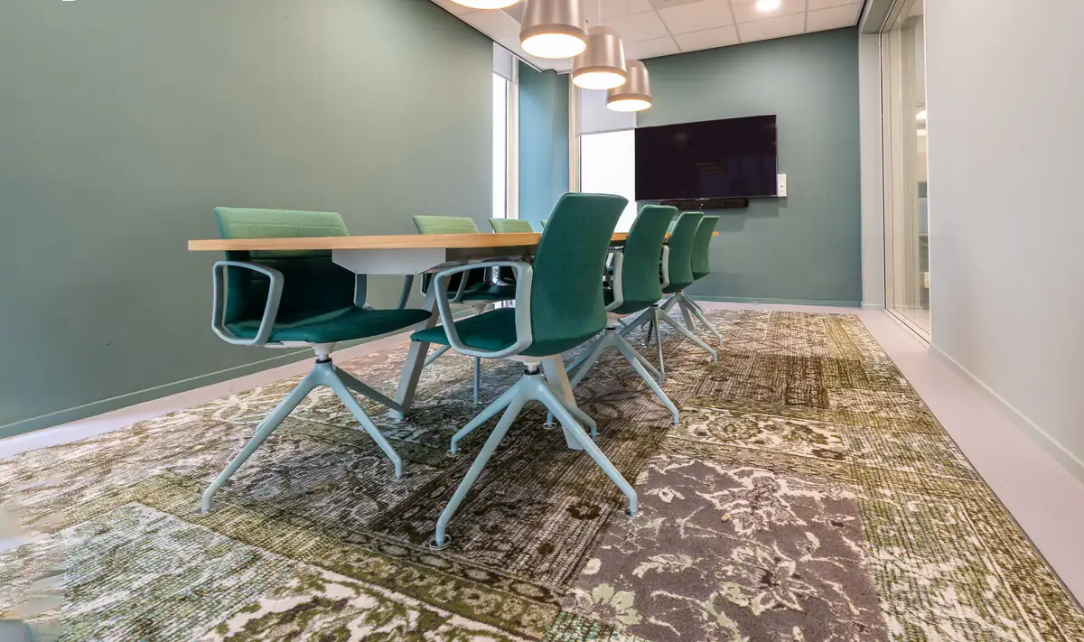 Meeting room carpet | Carpet cleaning in Newcastle Modern meeting room with patterned commercial carpet tiles, carpet cleaning in Newcastle